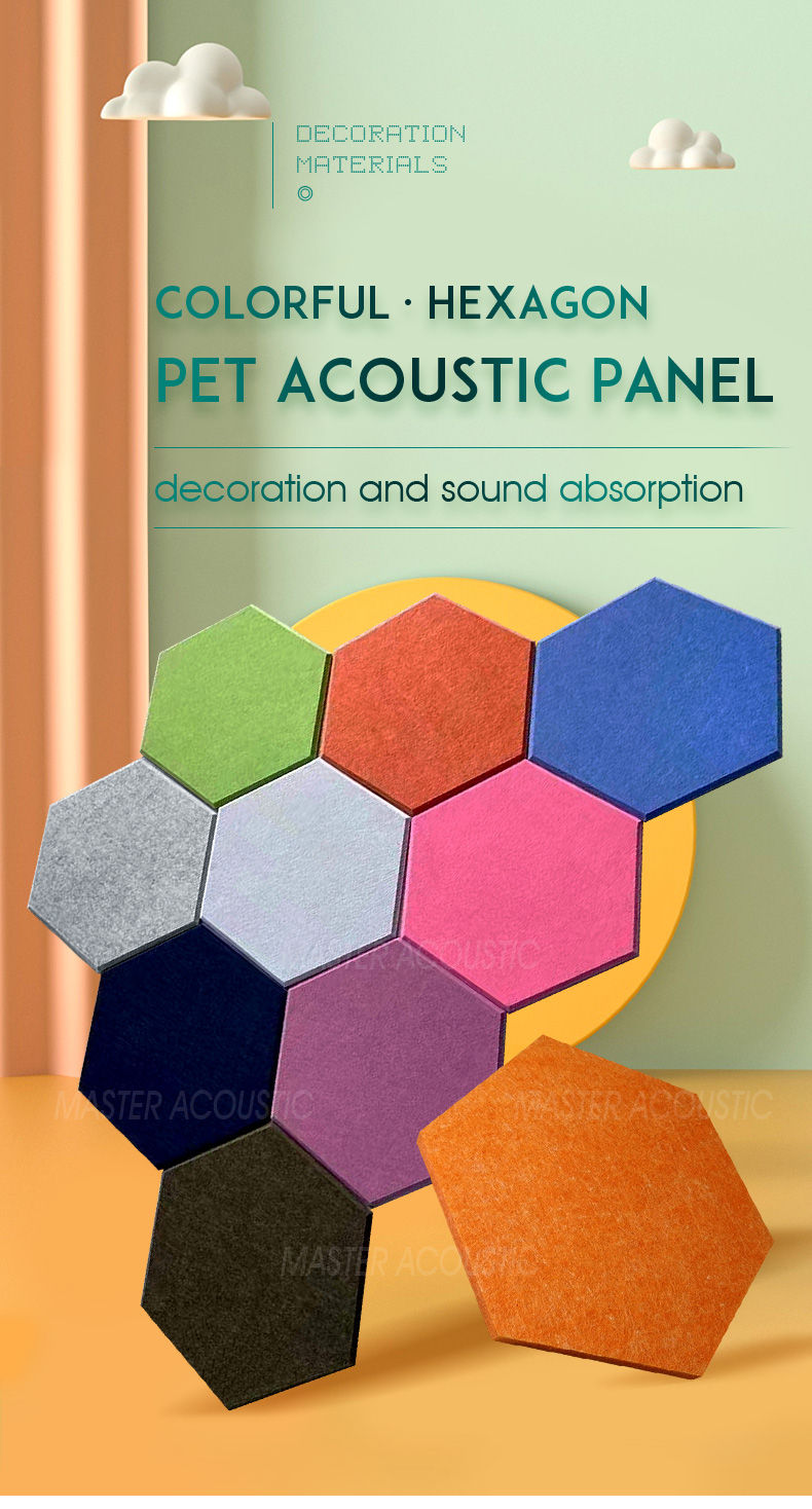 colorful hexagon acoustic panel